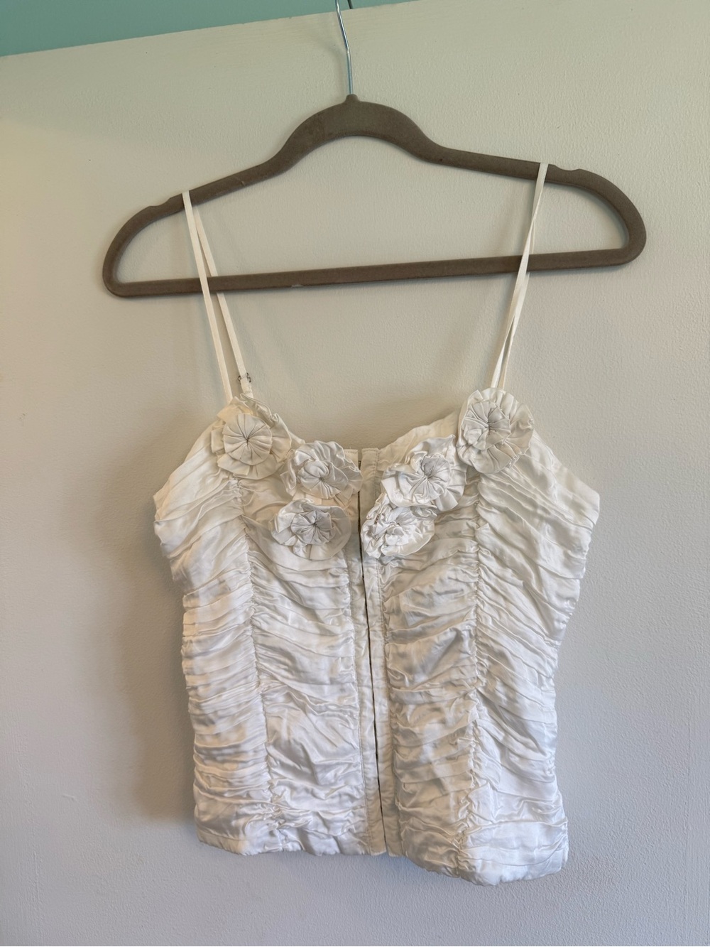 Zara White Ruched Rosette Satin Corset Top | Size M | NWT - Picture 5 of 13